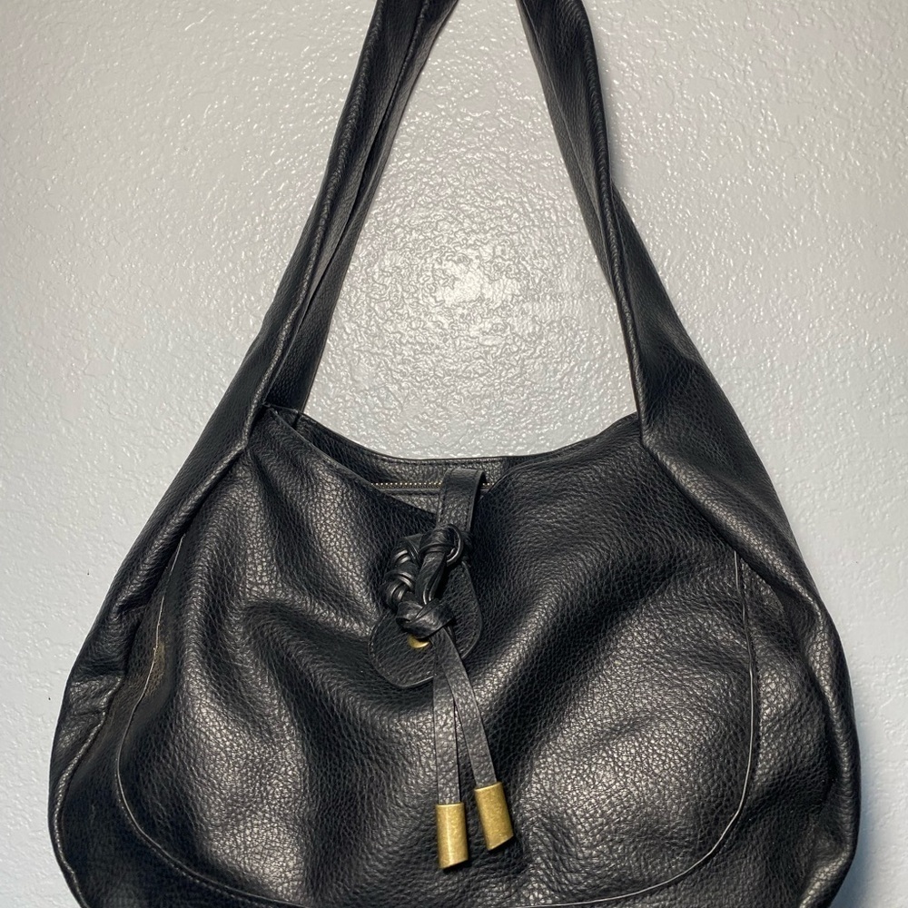 Time and Tru Black Hobo Bag with Knot Detail